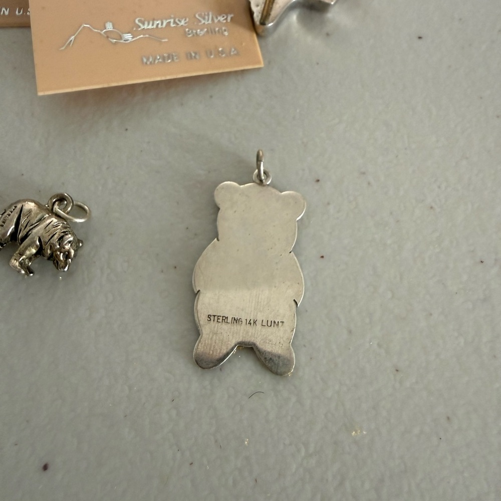 Sterling Silver Charm Pendants Lot - Butterfly, Bear, Elephant, - Picture 5 of 6